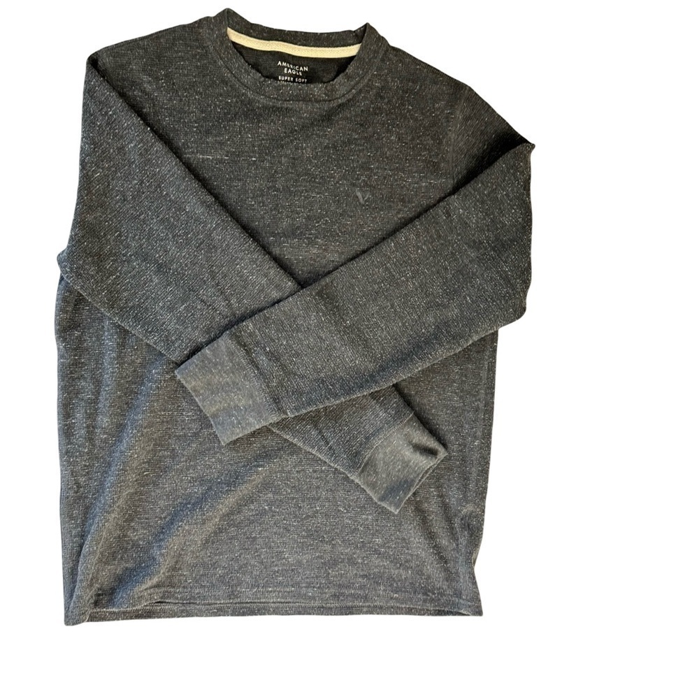 American  Eagle (AE) Long-Sleeve Crew Neck Pullover (Gray)